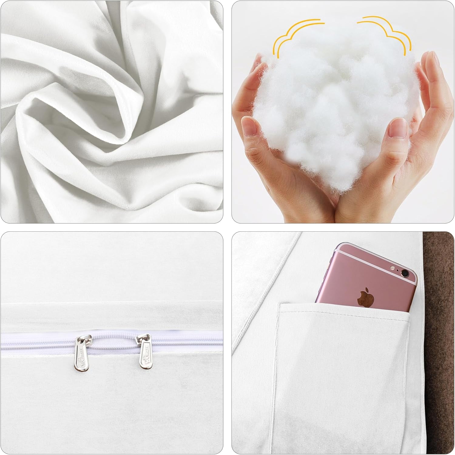 Headboard Wedge Pillow Bed Wedge Pillow for Headboard Bolster Reading Pillow for Bed Back Pillow for Sitting in Bed Wedge Pillow Headboard with Removable Velvet Cover (White, Queen)