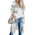 thumbnail image 2 of REDHOTYPE New Knitwear Contrast Stripe Long Cardigan Ladies Sweater Warm Jacket, 2 of 3