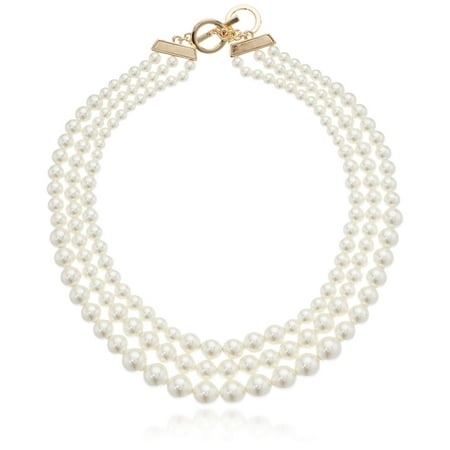 Anne Klein Three Row Gradulated Pearl Collar Necklace, 18.5"