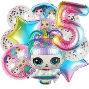 Rekcopu LOL Birthday Party Decoration Surprise Doll Balloon for 5th Birthday Party Supplies (Pink-5th)
