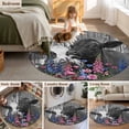 thumbnail image 5 of Round Rugs 7Ft, Black Cows Round Area Rug Washable Indoor Throw Carpet, Country Pink Spring Floral Elegant Farmhouse Wooden Large Non Slip Circle Rug for Dining Room Playroom Home Decor Aesthetic, 5 of 8