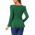 thumbnail image 3 of INSPIRAR CHIC Camisetas de Mujer de Manga Larga con Cuello Redondo Casual Camisas Peplum XL Verde Oscuro, 3 of 5