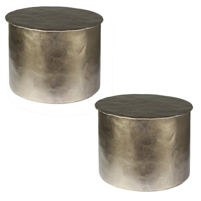 Caja de almacenamiento cilíndrica de metal plateado Benjara BM242893