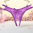 thumbnail image 4 of Odeerbi Women's Thong Crotchless Panties 2025 Valentine's Day Sexy Transparent Underwear Sling Solid Color Shortened Underwear Set Purple, 4 of 5