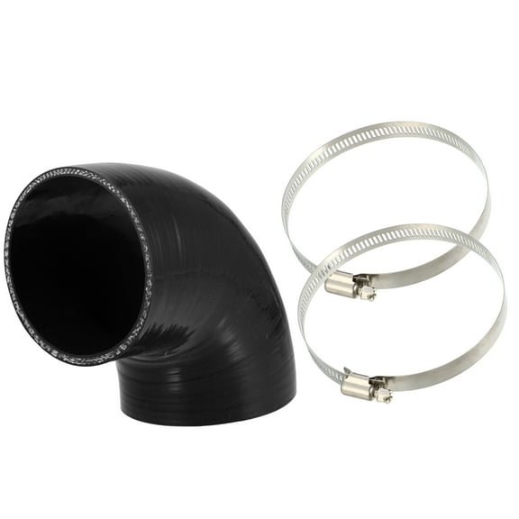 95mm 3.74" ID 90 Degree Elbow Engine Silicone Hose Black for Car Intercooler Intake Piping with 2 Pcs Clamps