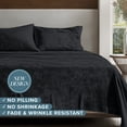 thumbnail image 3 of Bare Home Microplush Fleece Sheet Set - Ultra Soft - Deep Pocket - Queen, Black, 3 of 9