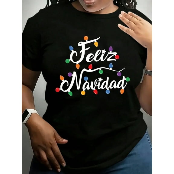 Christmas Letter Print Men's Casual Cotton Comfy Short Sleeve Crew Neck T-Shirt, Summer Outdoor, Best For Christmas