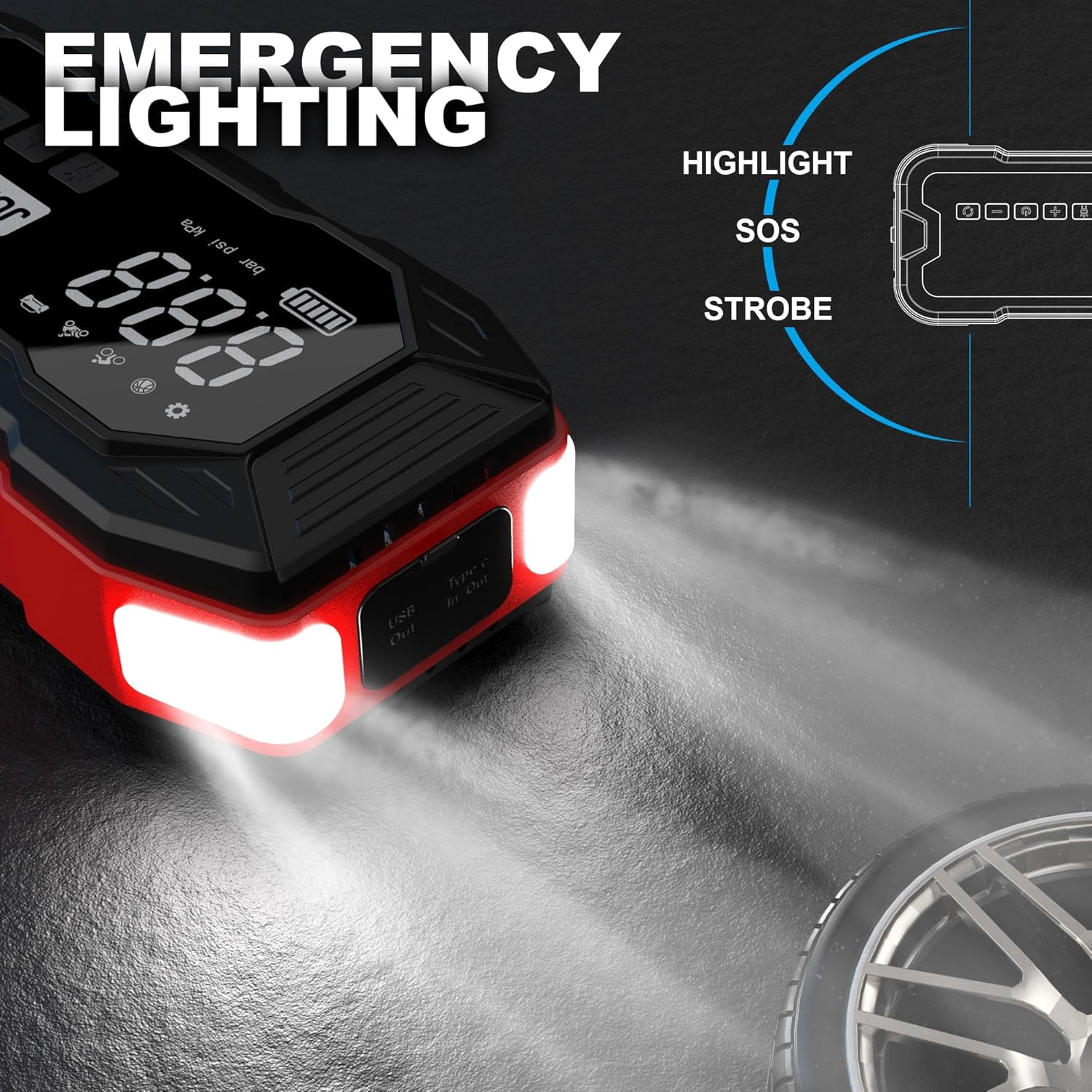 Jump Starter with Air Compressor 4000A 10000mAh 150PSI Portable Car Battery Jump Starter (All Gas/10L Diesel)