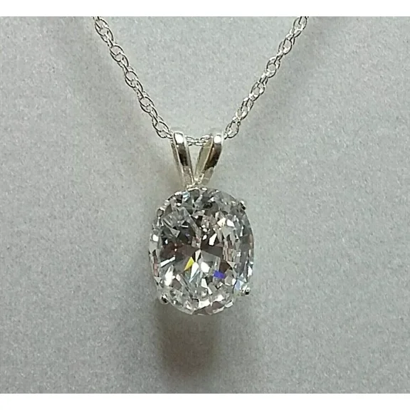 3 Ct Oval Cut Lab-Created Moissanite Solitaire Pendant Real 925 Sterling Silver