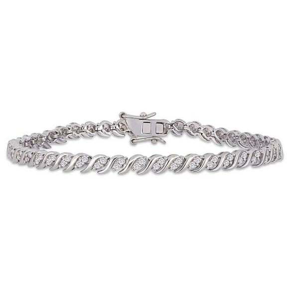 AMOUR 1 CT TW Diamond S-shape Tennis Bracelet In Sterling Silver