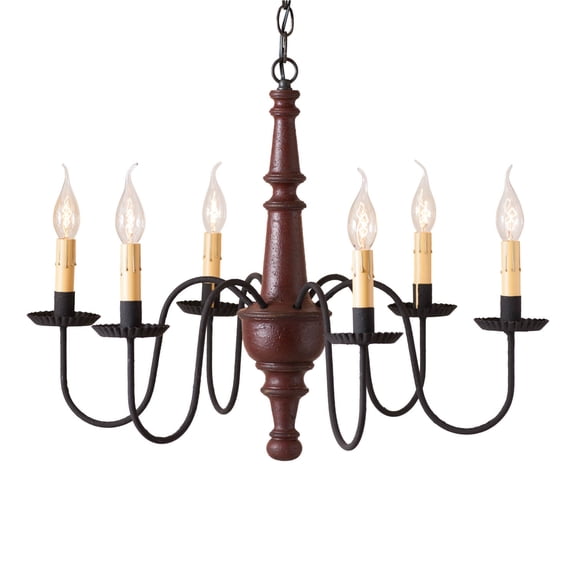 Irvins Country Tinware Harrison Chandelier in Plantation Red