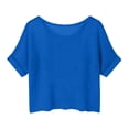 thumbnail image 5 of Women's Short-sleeved Sweater Baeitkot Summer Women's Bohemian Crochet Knit Solid Color Short-sleeved Sweater Blue XL, 5 of 9