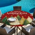 thumbnail image 6 of Red Christmas Round Tablecloth, Fitted Table Cover with Elastic for 45"-54" Round Tables, Xmas Tree Snowflake Winter Farmhouse Table Cloth Outdoor Indoor Dinning Party Waterproof Tablecloths, 6 of 7