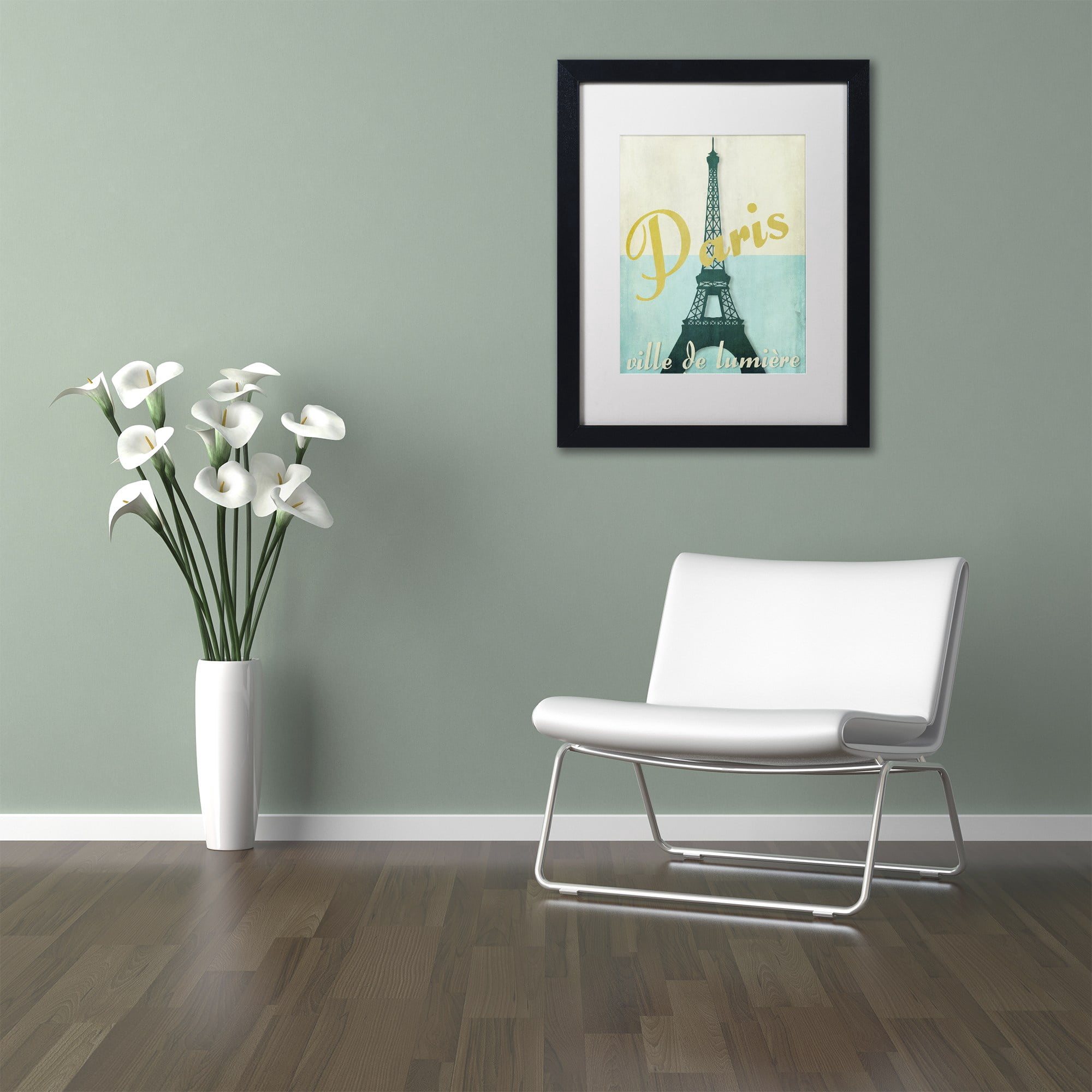 Trademark Fine Art "Paris City of Light" Canvas Art by Color Bakery White Matte, Black Frame