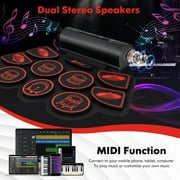 Gymax 9 Pads Electronic Drum Set Roll Up Drum Kit w/ MIDI & Dual Stereo Speakers Red