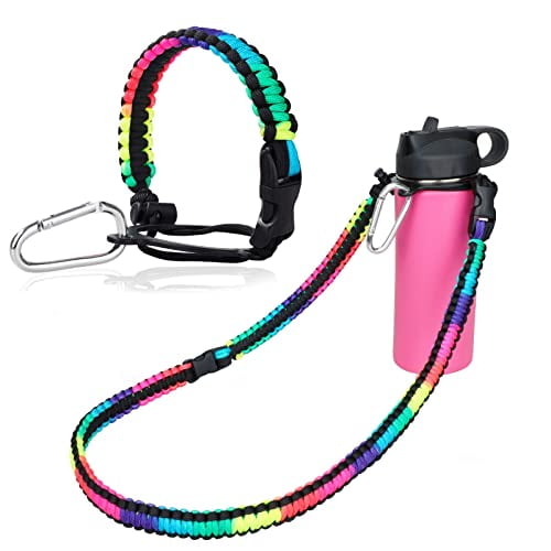 Durable Carrier Water Bottle Handle Strap with Safety Ring Fits Wide Mouth Water Bottles 12oz to 64oz Compass and Carabiner WEREWOLVES Paracord Handle with Shoulder Strap 