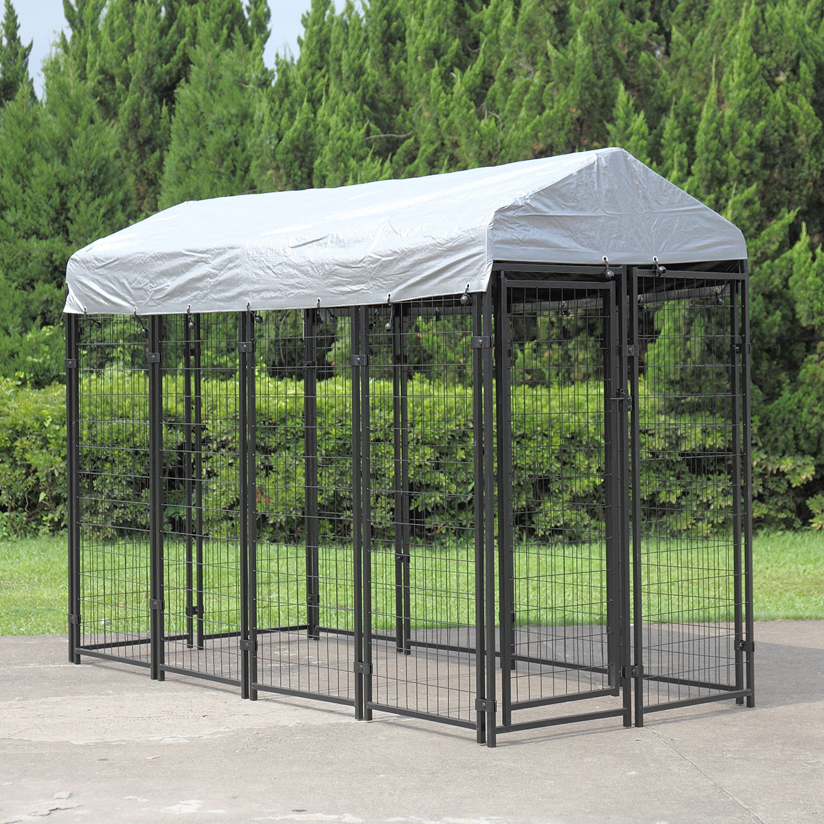 Pefilos Dog Crate for Outdoor, Heavy Duty Large Pet Dog Kennel for Small / Large Dogs, Metal Pet Playpen Dog Cage, Wire Cage with Sun Cover Shade (82 x 39 x 67)" Pefilos Dog Crate for Outdoor, Heavy Duty Large Pet Dog Kennel for Small / Large Dogs, Metal Pet Playpen Dog Cage, Wire Cage with Sun Cover Shade (82 x 39 x 67)"