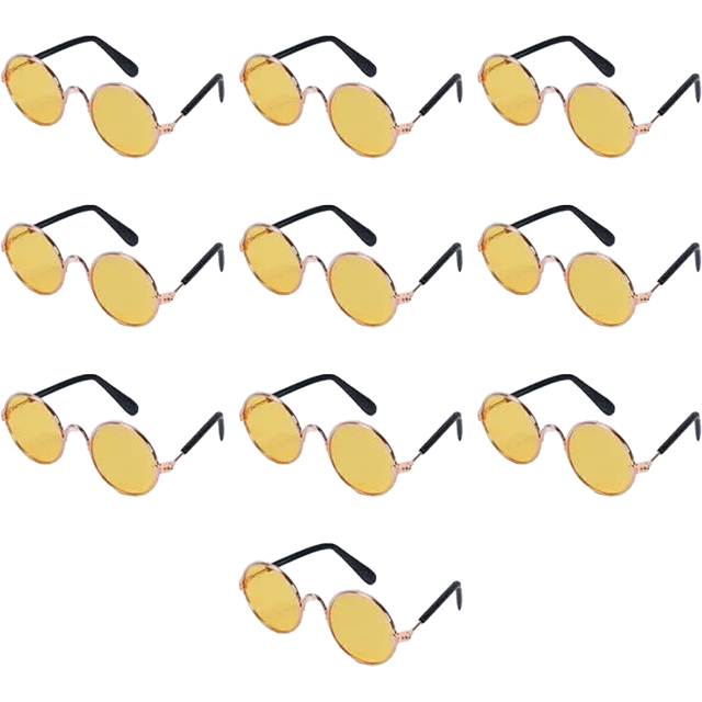 10 Pcs Lunettes de Soleil pour Chien Rondes en Métal Lunettes de Soleil Classiques Rétro pour Chat Lunettes de Soleil Hippie Mignonnes et Amusantes pour Animaux de Compagnie