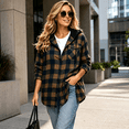 thumbnail image 3 of Jsaierl Womens Casual Plaid Hooded Shacket Flannel Lightweight Jacket Fall Button Down Shirts Hoodies with Pocket, 3 of 7