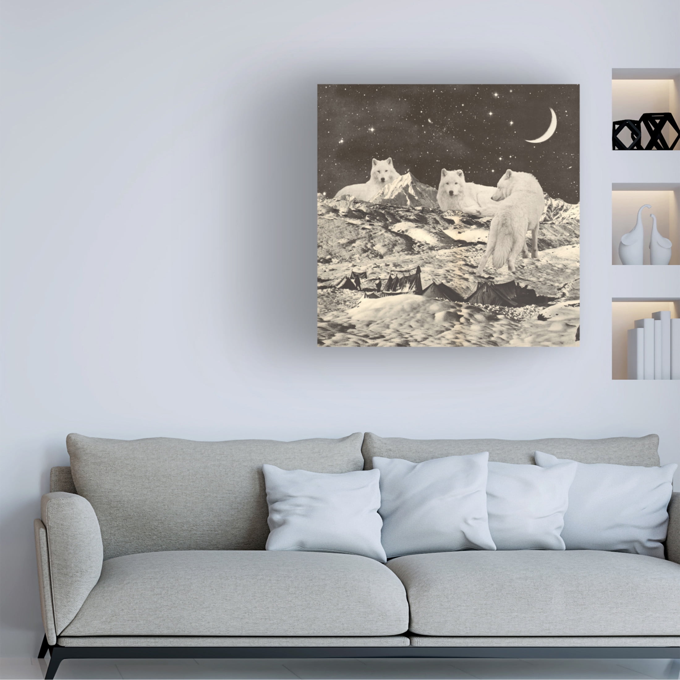 Trademark Fine Art Florent Bodart Giant White Wolves Canvas Wall Art