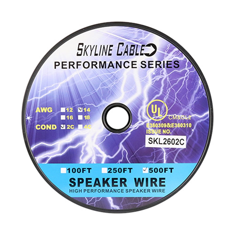 Skyline™ 14 Gauge 2-Wire Speaker Cable, 500 Feet (Clear Jacket)