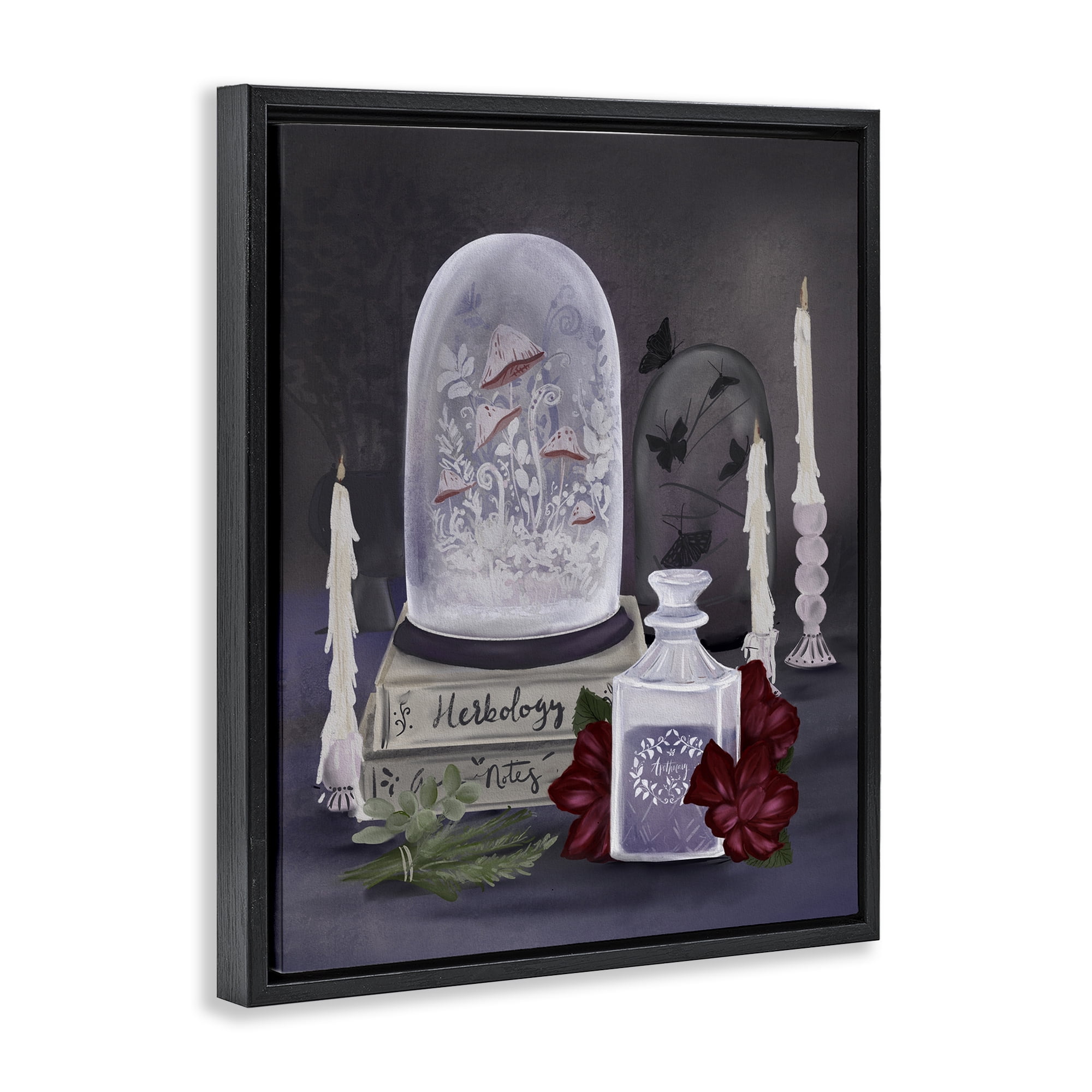 Stupell Industries Spooky Apothecary Vibes Black Framed Floater Canvas Wall Art, design by Adreane Fippinger