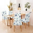 thumbnail image 2 of Elastic Chair Cover Set of 4 Chair Covers for Dining Chairs Coastal Nautical Blue and White Background Parson Chair Covers Slipcover Chairs Covers for Kitchen Living Room Restaurant Beach, 2 of 5