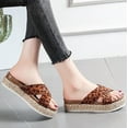 thumbnail image 6 of sckarle Women's espadrille Wedge Sandal Leopard Print Sandals Espadrilles Hemp Rope Woven Thick-soled Casual Slippers Criss Cross Band Footbed Slippers for Festivals Everyday Leisure, 6 of 8