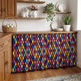 thumbnail image 2 of Colorful Rhombic Sink Skirt for Bathroom, Self-Adhesive Under Sink Curtain, Modern Abstract Geometric Retro Rustic Hide Pipes & Storage Fabric Cabinet Skirt Cover for Kitchen Laundry 32"x55", 2 of 8