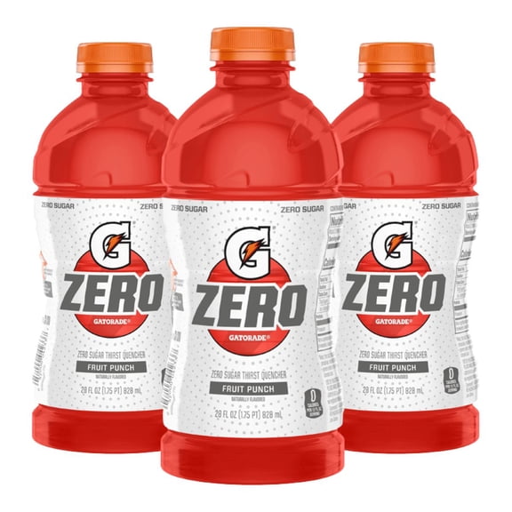 Thirst Quencher for Gatorade Zero Sugar Fruit Punch Thirst Quencher, 28 Fl Oz Bottle (Pack of 3)