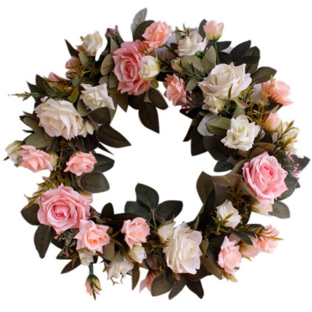 housewarming gift Summer door wreath from artificial flowers home and wedding decor foliage and berries in present box