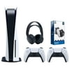 Sony Playstation 5 Disc Version Console with Extra White Controller, Black PULSE 3D Headset and Surge Dual Controller Charge Dock Bundle