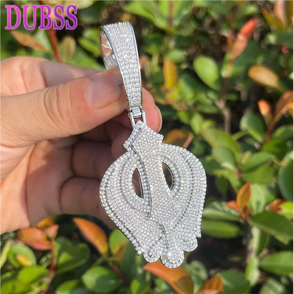 Dubss Iced Out Necklace for Men Flower of The River of Luts Pendant Religious Charms Fleur De Lis Hip Hop Jewelry