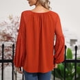 thumbnail image 4 of Olyvenn Dressy Tops Gifts for Womens Fall Fashion 2023 Long Sleeve Shirts Tie up Neck Sweatshirts Teen Girls Trendy Clothing Oversized T Shirts Solid Color Pullover Orange 10, 4 of 5