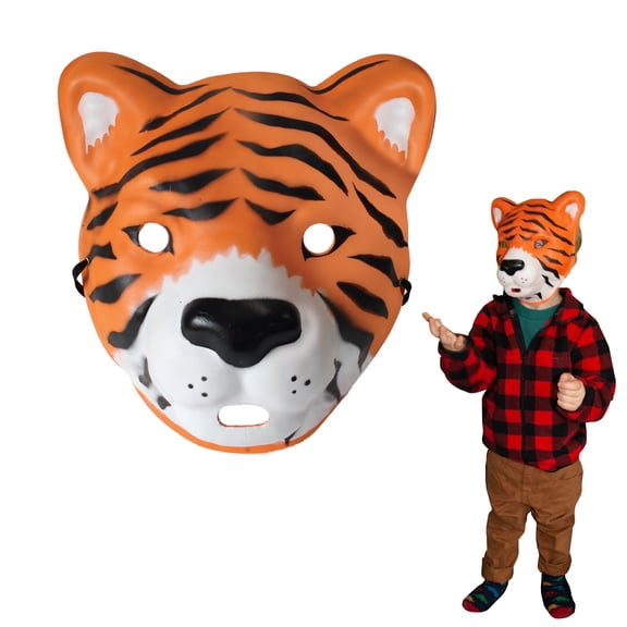Wild Faces - Tiger Mask by Deluxebase, Foam Animal Face Mask for Kids, Safe EVA Foam Costume Mask, Jungle Animal Birthday Party Favors and Supplies