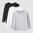thumbnail image 2 of HCNTES Boys T-Shirt with Long Sleeve, Crew Neck Super Soft Cotton Loose Fit Casual Pullover Tees 3-Pack(Black,9-10 Years), 2 of 4