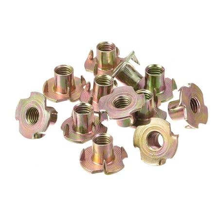 

M8x12mm T-Nuts 4 Pronged Tee Nut Carbon Steel Color Zinc Plating 48 Pack