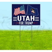 Utah For Trump Flag (18" x 24") Yard Sign, Includes Metal Step Stake