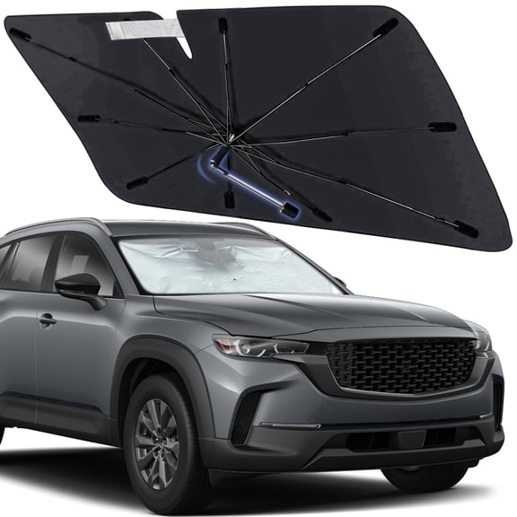 Windshield Sun Shade Umbrella for Mazda CX-50 2023-2026, Foldable Car Sunshade for Front Window with 360 Rotating Shaft, Custom-Fit Car Sun Shades Umbrella for UV Blocking and Heat Reduction