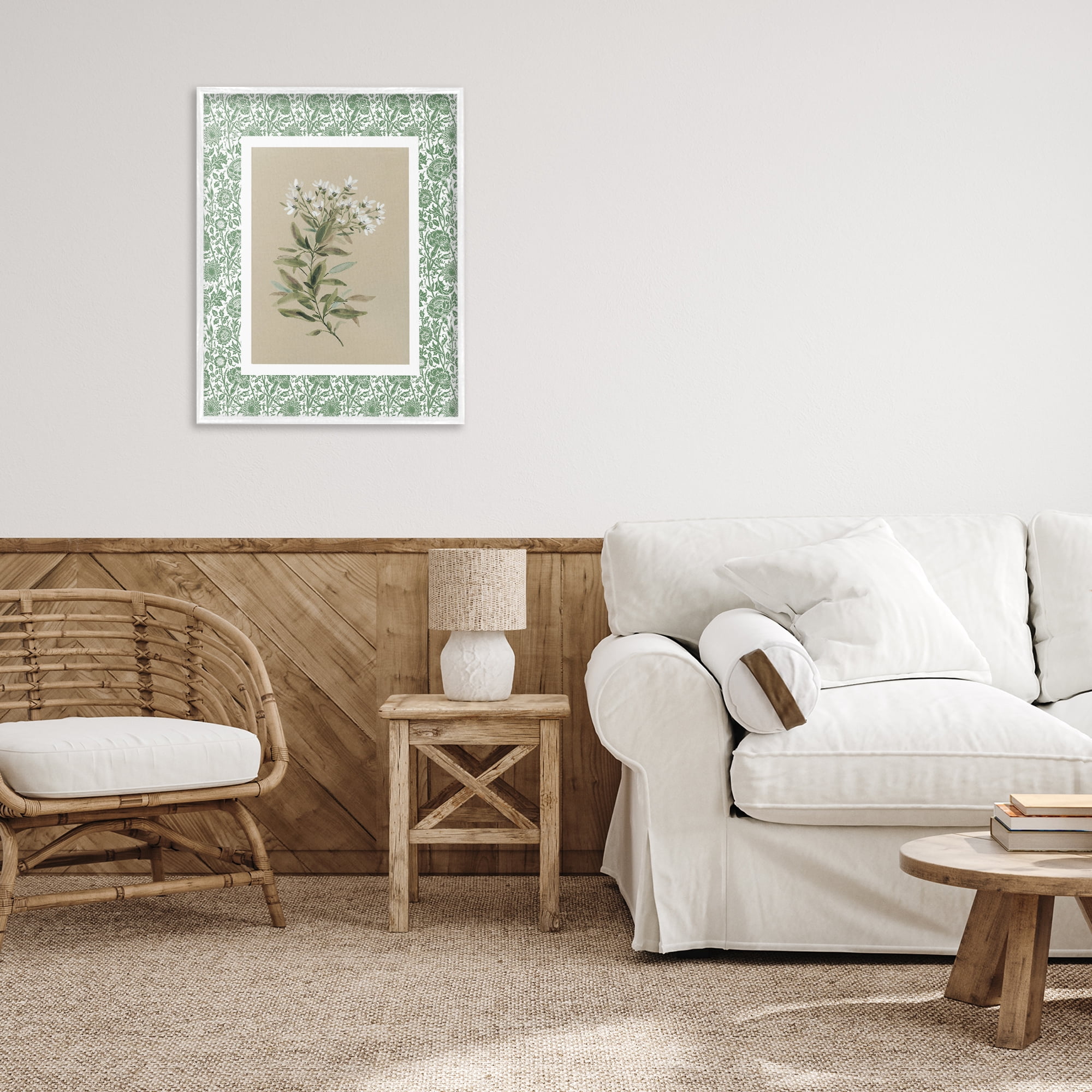Stupell Industries Green Botanical Pattern White Framed Giclee Art, design by Carol Robinson