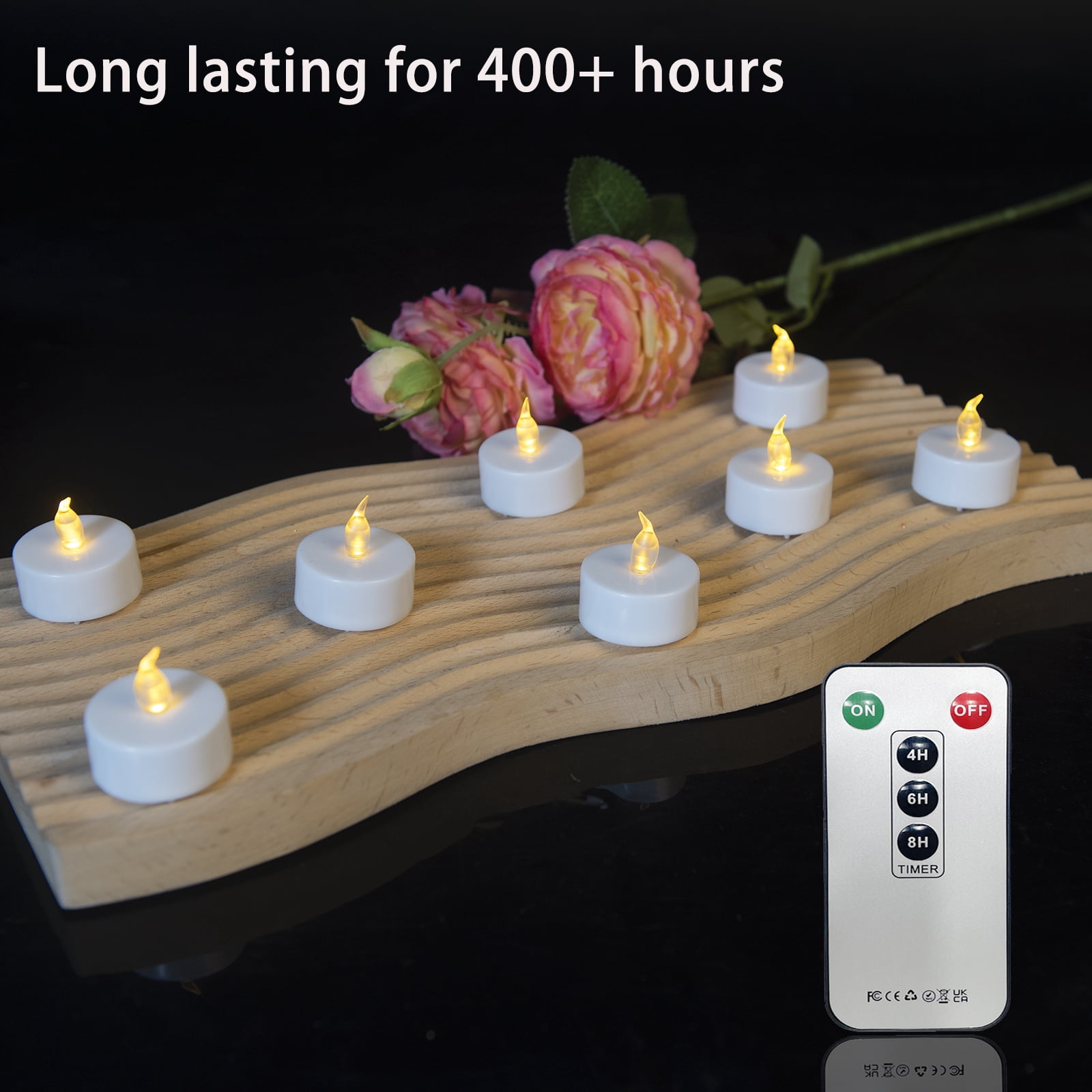 HANZIM 12 Pcs LED Tea Light Candles with Remote Control,Flickering Flameless Candle,Long Lasting 400+Hours,Battery Operated,with Timer for Home Decoration