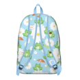thumbnail image 2 of Green Frog Backpack – Forest Nature Style with Cartoon Frog, Flower, and Mushroom Print for Daily Use, 2 of 5