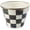 Courtly Check, variant on Enamel Garden Pot, Decorative Pot for Plants, Outdoor Flowerpot Decor, Small, Green-and-White Emerald Check