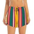 thumbnail image 2 of Xecao's Vertical Stripes for a double-layer running short for women, perfect for gym, tennis, and more, featuring a convenient pocket., 2 of 9