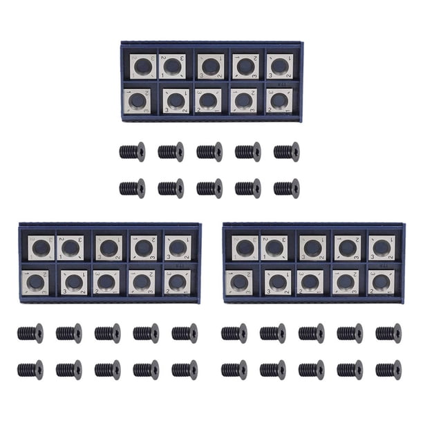 30 Piezas Inserto de Corte de Carburo Recto Cuadrado de 14 mm con 10 Piezas de Tornillos M610mm
