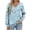 Light Blue, variant on Bxsruta Tops for Women, Women's Blouses Printed V-Neck Drop Shoulder Long Sleeve Tunic Stretch Polyester Blend Comfort Relaxed Tops