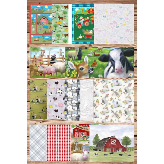 Assorted Nursery Farm Flat Fold Assortment 25 Yard Bundle Cotton Fabric (Bundle)