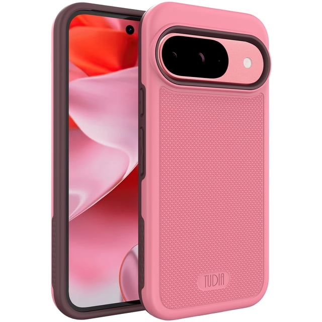 Funda TUDIA MergeGrip para Pixel 9 Pro, grado militar, color rosa ahumado