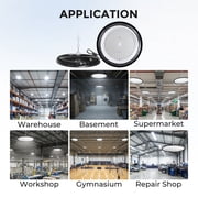 2 Pack High Bay Lights 300W LED Shop UFO Light 6000K IP65 Commercial Bay Lighting Fixture 30000 LM Super Bright, 5ft Cable Plug & Play for Warehouse Factory Garage Workshop Barn