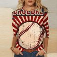 thumbnail image 1 of Pntutb T-Shirt Imprimé Mode Femme Manches Longues Manches 3/4 Blouse Col Rond Tops Casual Rollbacks, 1 of 3